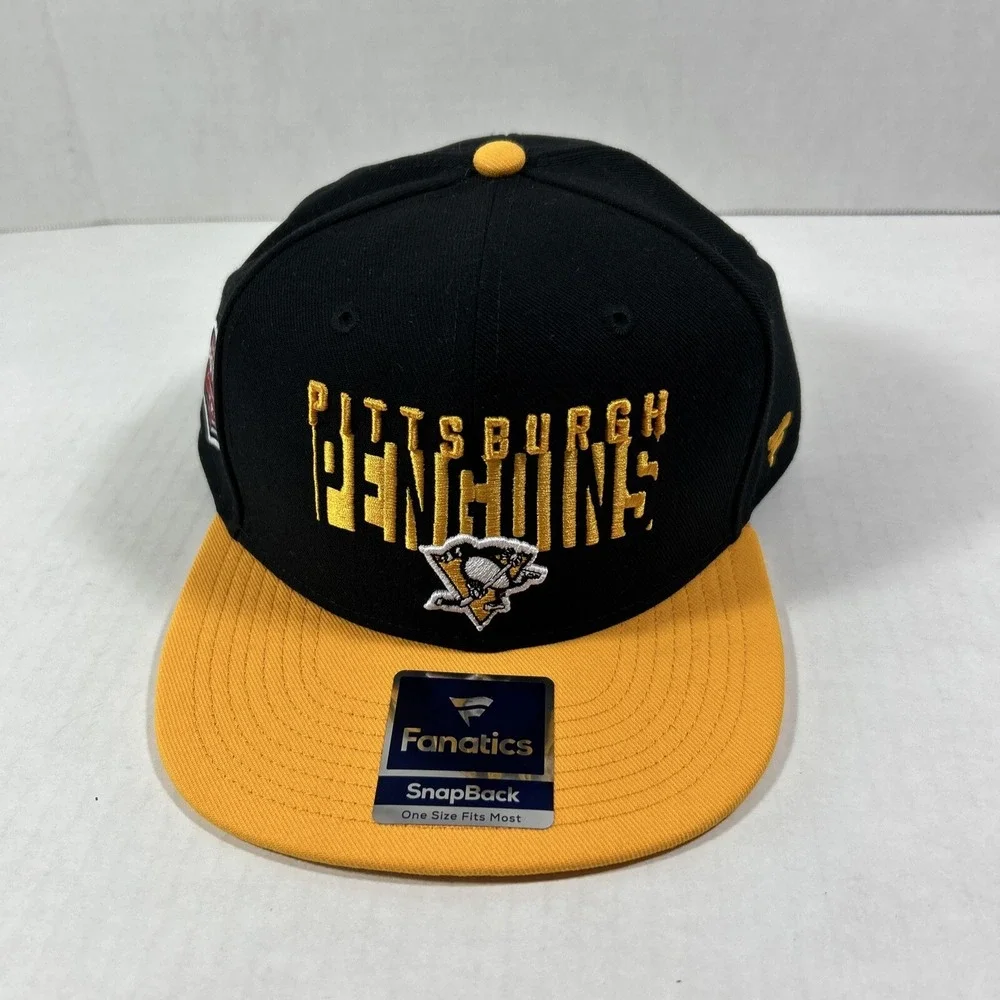 Pittsburgh Penguins Fanatics Black Gold Snap Back‎ Hat Eastern